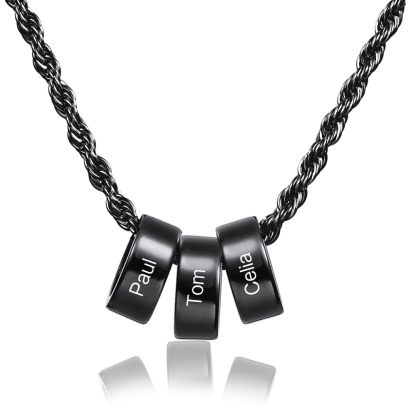 Collier à Breloques 3 Prénoms Personnalisés Collier Homme