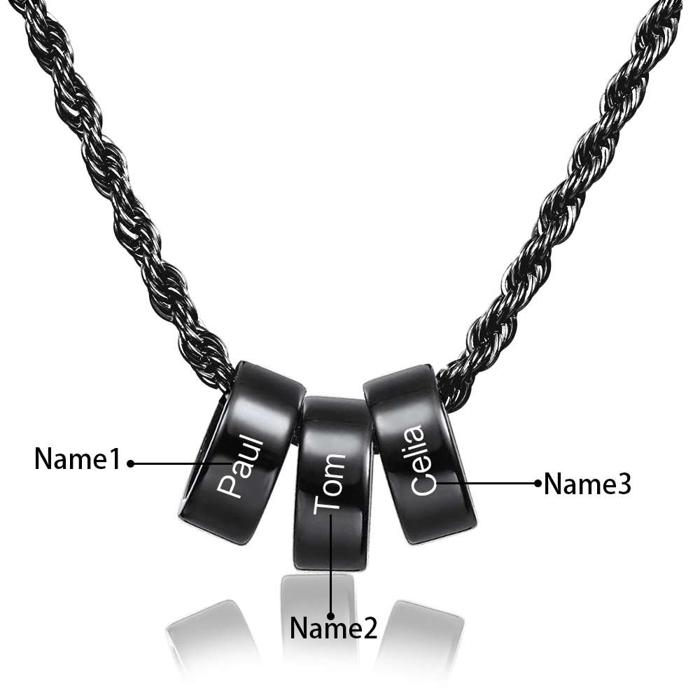 Collier à Breloques 3 Prénoms Personnalisés Collier Homme