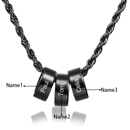 Collier à Breloques 3 Prénoms Personnalisés Collier Homme