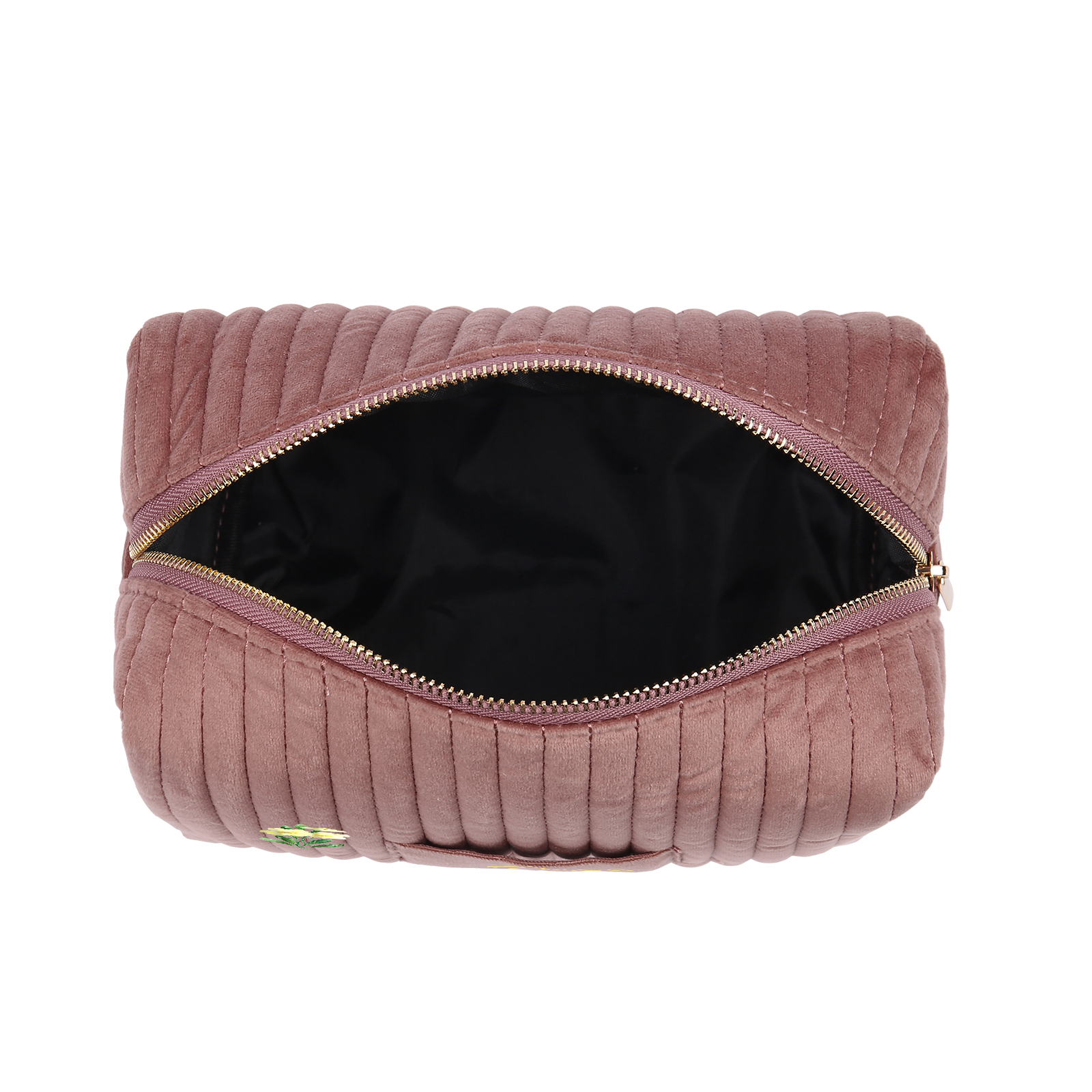 Trousse De Maquillage en velours côtelé aevc Fleur de Naissance et Prénom Sac De Maquillage À Capacité Élevée Pour Femmes