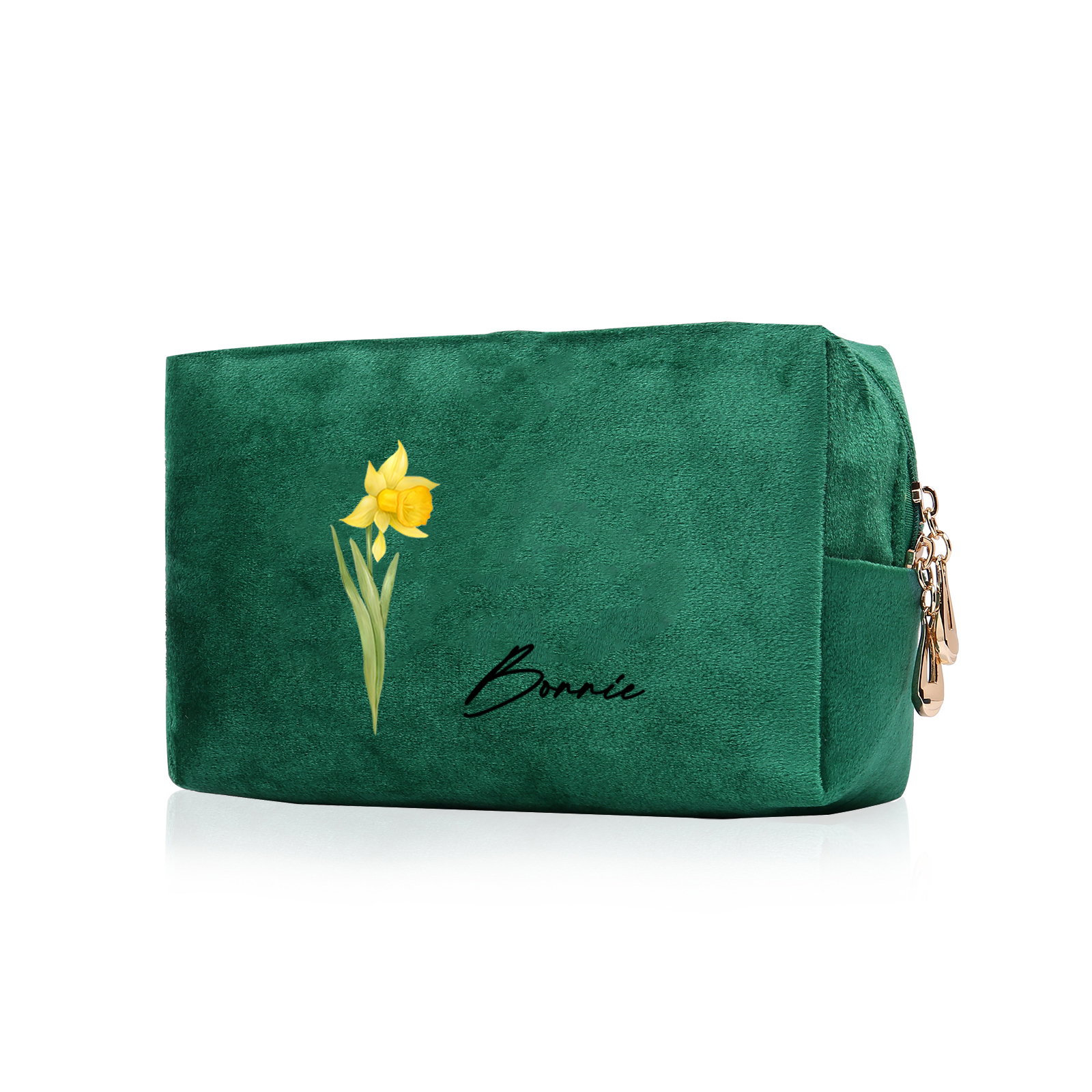 Trousse De Maquillage Personnalisée Élégance Fleur de Naissance et Prénom Sac De Maquillage À Capacité Élevée Pour Femmes