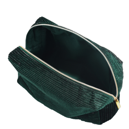 Trousse De Maquillage Personnalisée Vert foncé Fleur de Naissance et Prénom-Cadeau pour Femme