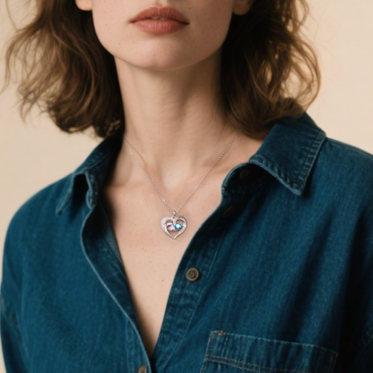 Collier Coeur 1-5 Prénoms Personnalisés avec Pierres de naissance Cadeau pour Femmes Saint Valentin｜Jessemade