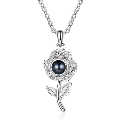 Collier Rose Projection de Pierres 1 Photo Personnalisée Collier Personnalisé Femme | Jessemade