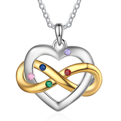 Collier cœur infini 5 Prénoms Personnalisés avec 5 pierres de naissance Collier Personnalisé Femme Cadeau pour femme | Jessemade