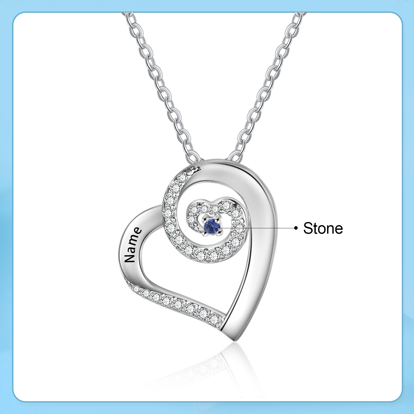 Collier cœur en Spirale 1 Prénom Personnalisé avec pierre de naissance Collier Personnalisé Femme | Jessemade