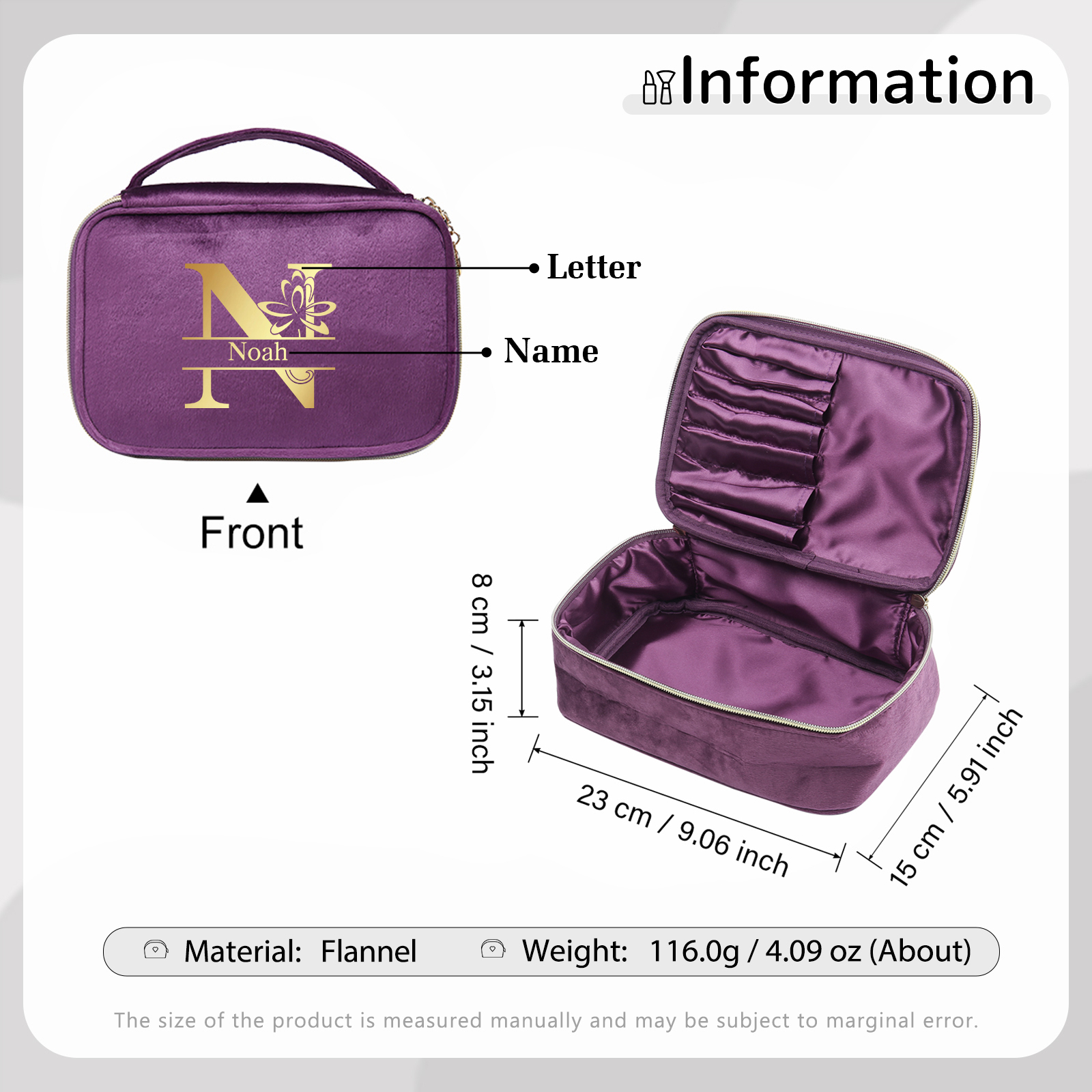 Trousse De Maquillage Lettre et Prénom Personnalisés-Cadeau pour Femme