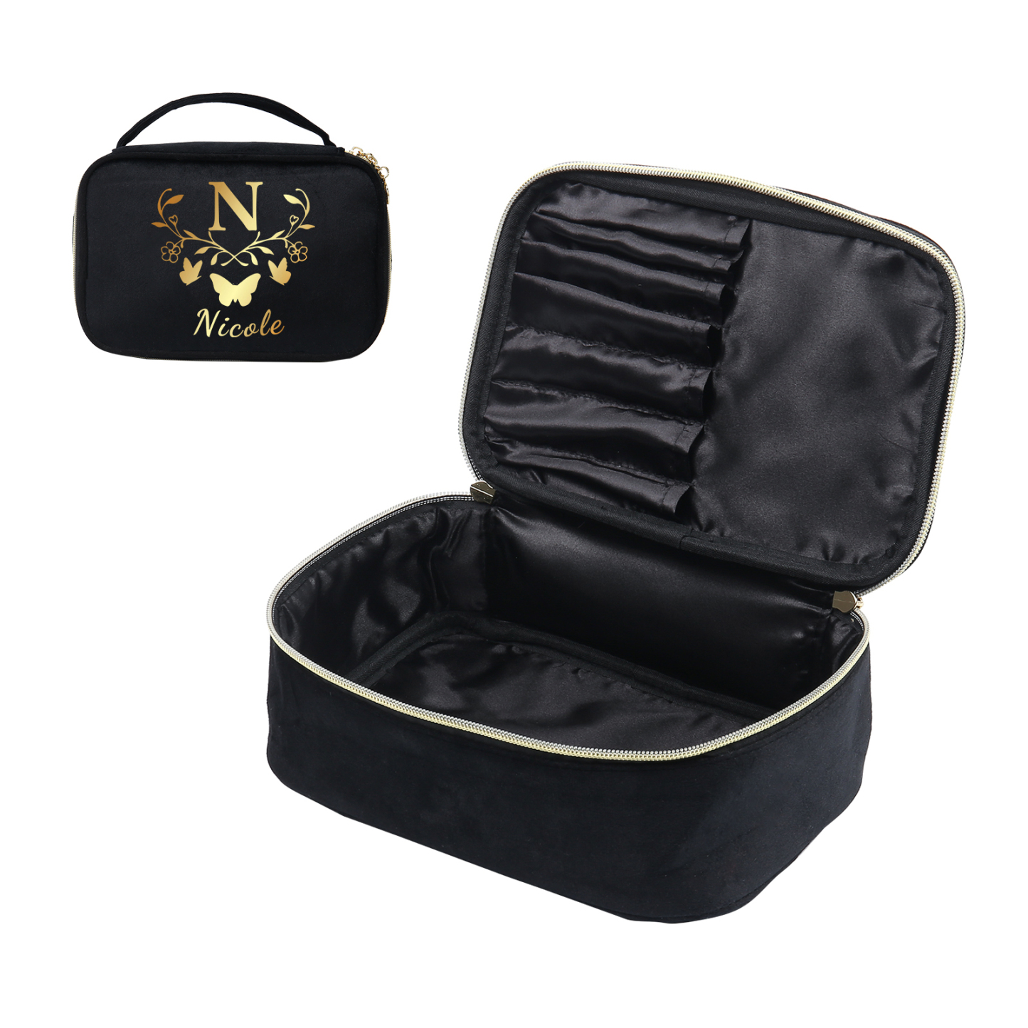 Trousse De Maquillage Papillon Lettre et Prénom Personnalisés-Cadeau pour Femme