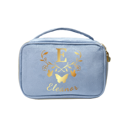 Trousse De Maquillage Papillon Lettre et Prénom Personnalisés-Cadeau pour Femme