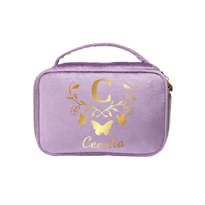 Trousse De Maquillage Papillon Lettre et Prénom Personnalisés-Cadeau pour Femme