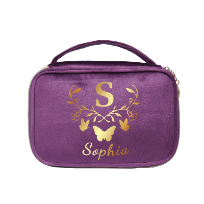 Trousse De Maquillage Papillon Lettre et Prénom Personnalisés-Cadeau p