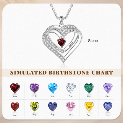 Collier Coeur en plaqué rhodium 1 Prénoms gravé Personnalisés avec Pierre de Naissance Collier Personnalisé Femme｜Jessemade