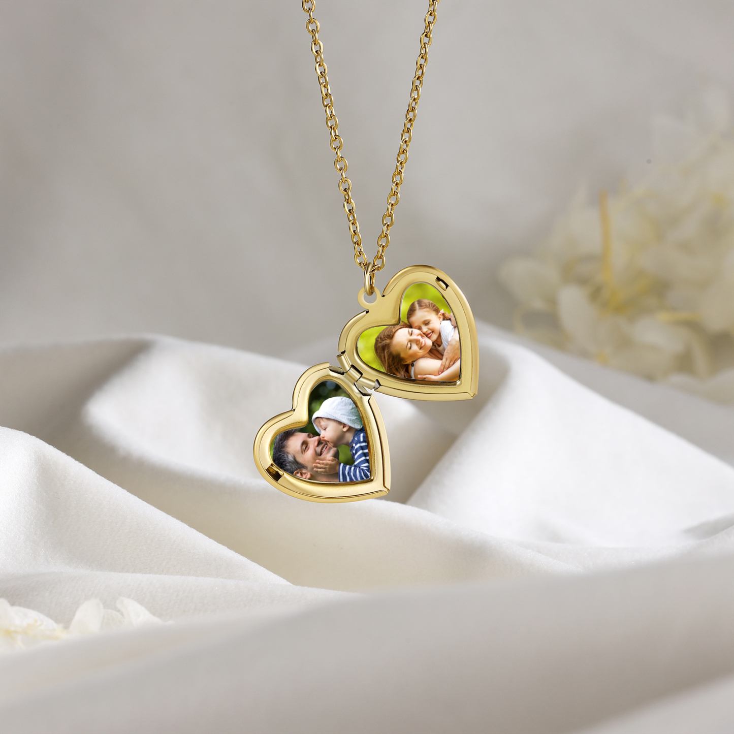 Collier Médaillon Cœur 1 Prénom Personnalisé avec fleur de naissance bracelet personnalisé femme Cadeau pour femme | Jessemade