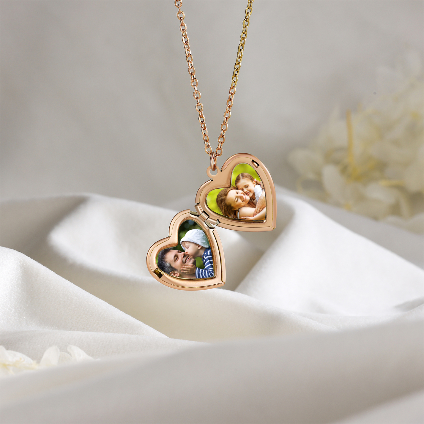 Collier Médaillon Cœur 1 Prénom Personnalisé avec fleur de naissance bracelet personnalisé femme Cadeau pour femme | Jessemade