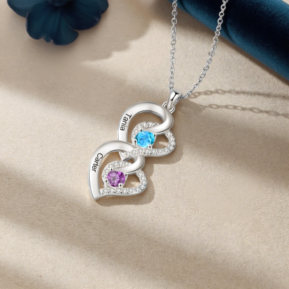 Collier cœur 2-4 Prénoms Personnalisés avec pierre de naissance Collier Personnalisé Femme Cadeau pour femme| Jessemade