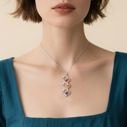 Collier cœur 2-4 Prénoms Personnalisés avec pierre de naissance Collier Personnalisé Femme Cadeau pour femme| Jessemade