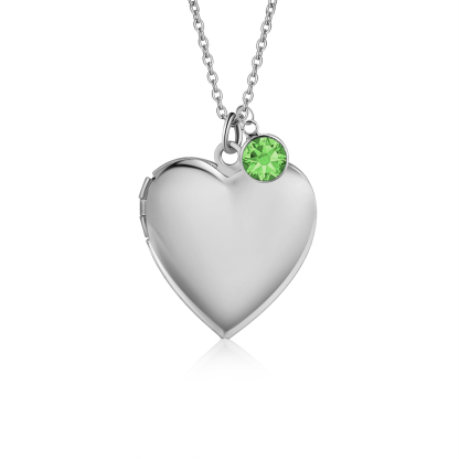 Collier Personnalisé en forme de coeur Pierre de Naissance Collier Personnalisable avec Fleur de Naissance et 2 Photos | Jessemade