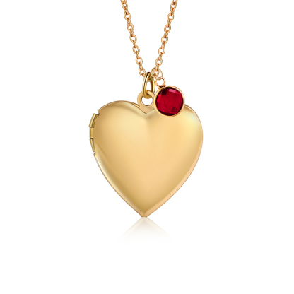 Collier Personnalisé en forme de coeur Pierre de Naissance Collier Personnalisable avec Fleur de Naissance et 2 Photos | Jessemade