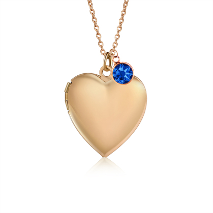 Collier Personnalisé en forme de coeur Pierre de Naissance Collier Personnalisable avec Fleur de Naissance et 2 Photos | Jessemade