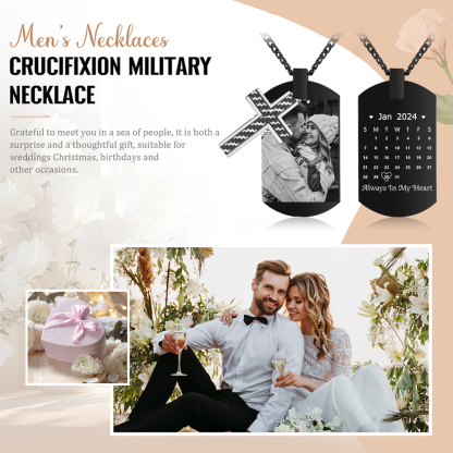 Collier Croix Collier Photo et Date Personnalisé avec Texte pour Homme｜Jessemade