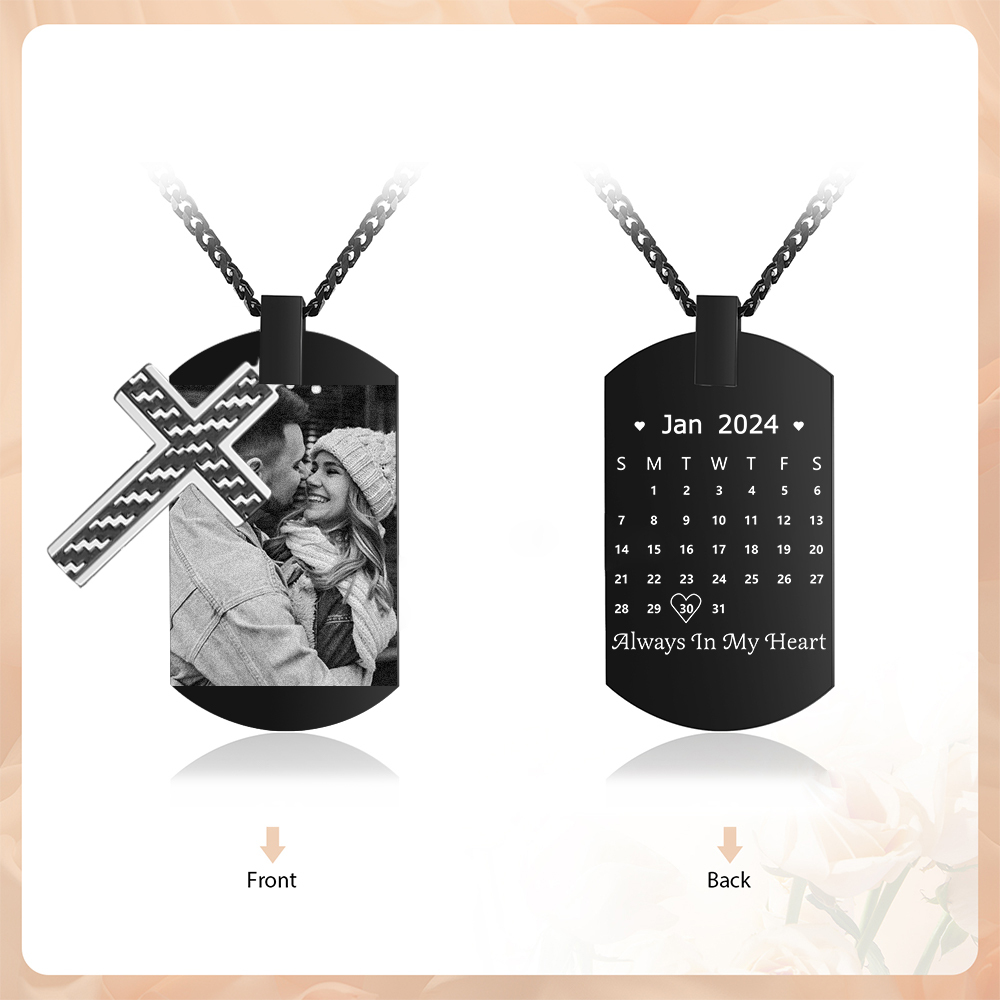 Collier Personnalisé Homme avec Prénom et Date Collier Croix et Ailes|