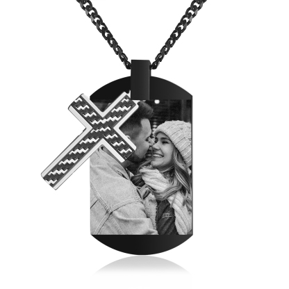 Collier Croix Collier Photo et Date Personnalisé avec Texte pour Homme｜Jessemade