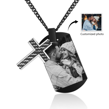 Collier Croix Collier Photo et Date Personnalisé avec Texte pour Homme｜Jessemade