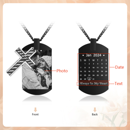 Collier Croix Collier Photo et Date Personnalisé avec Texte pour Homme｜Jessemade