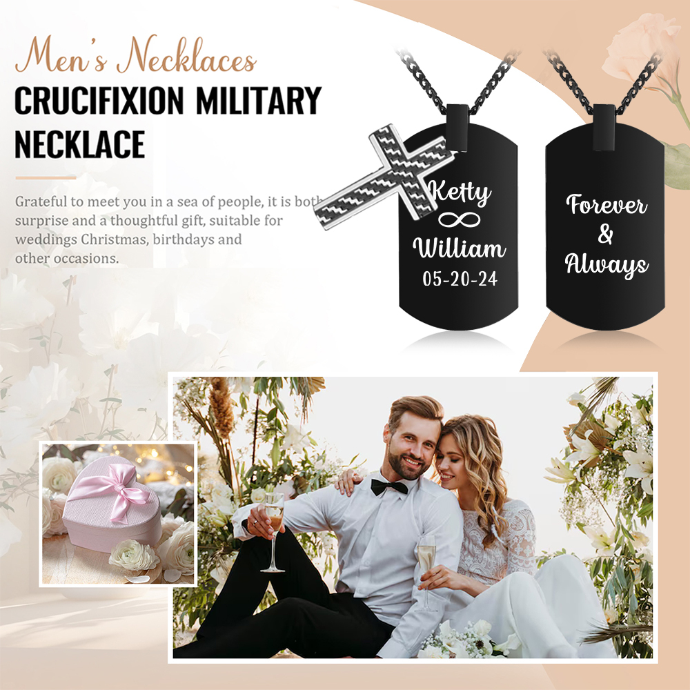 Collier Croix Collier 2 Prénoms et Date Personnalisés avec Texte pour Couple｜Jessemade