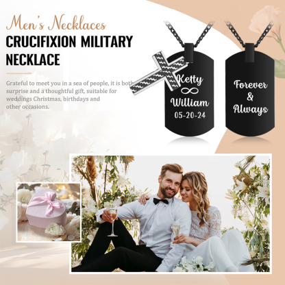 Collier Croix Collier 2 Prénoms et Date Personnalisés avec Texte pour Couple｜Jessemade