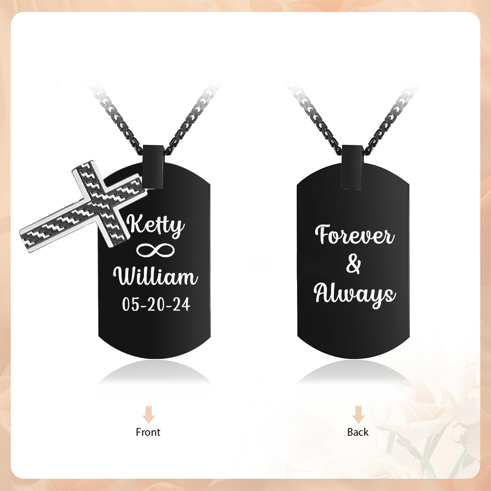Collier Croix Collier 2 Prénoms et Date Personnalisés avec Texte pour Couple｜Jessemade