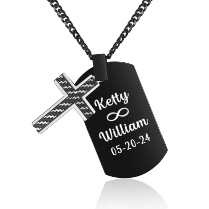 Collier Croix Collier 2 Prénoms et Date Personnalisés avec Texte pour Couple｜Jessemade