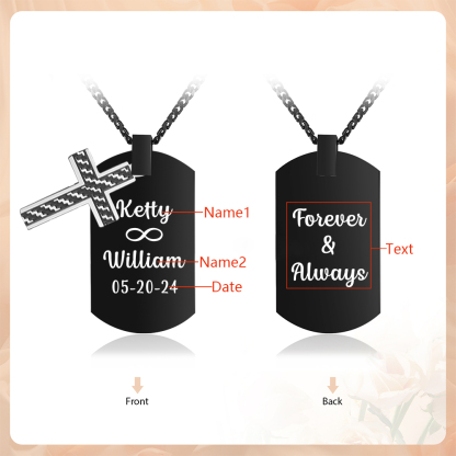Collier Croix Collier 2 Prénoms et Date Personnalisés avec Texte pour Couple｜Jessemade