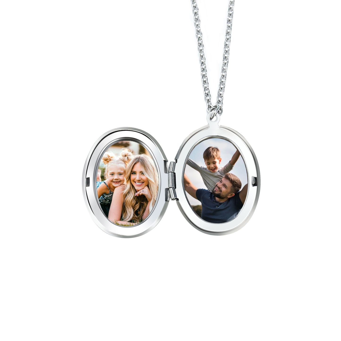 Collier Personnalisé en acier inoxydable Ovale Personnalisable avec Fleur de Naissance et Photos | Jessemade