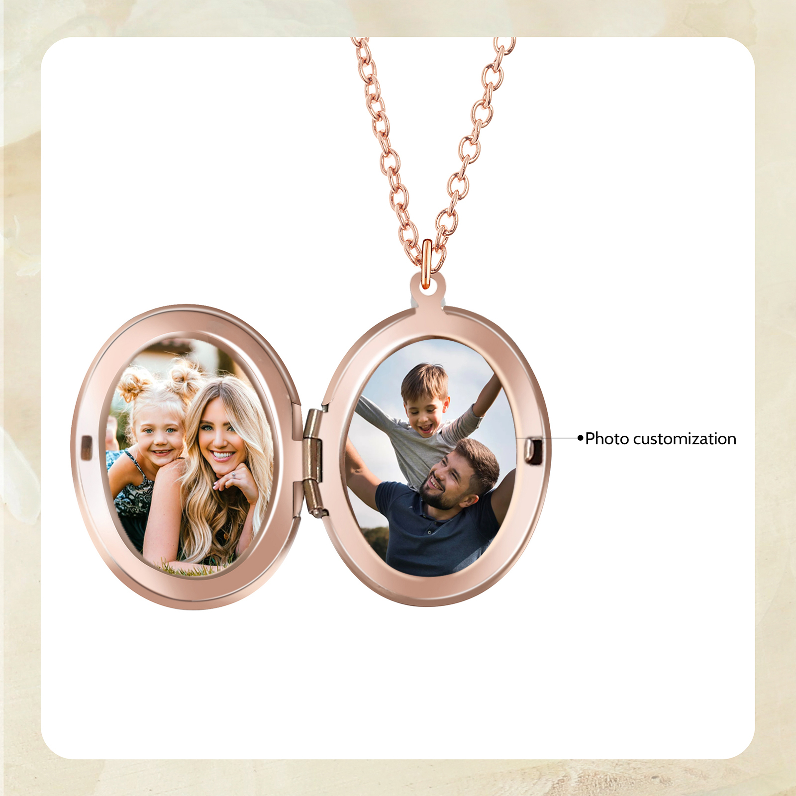 Collier Personnalisé en acier inoxydable Ovale Personnalisable avec Fleur de Naissance et Photos | Jessemade