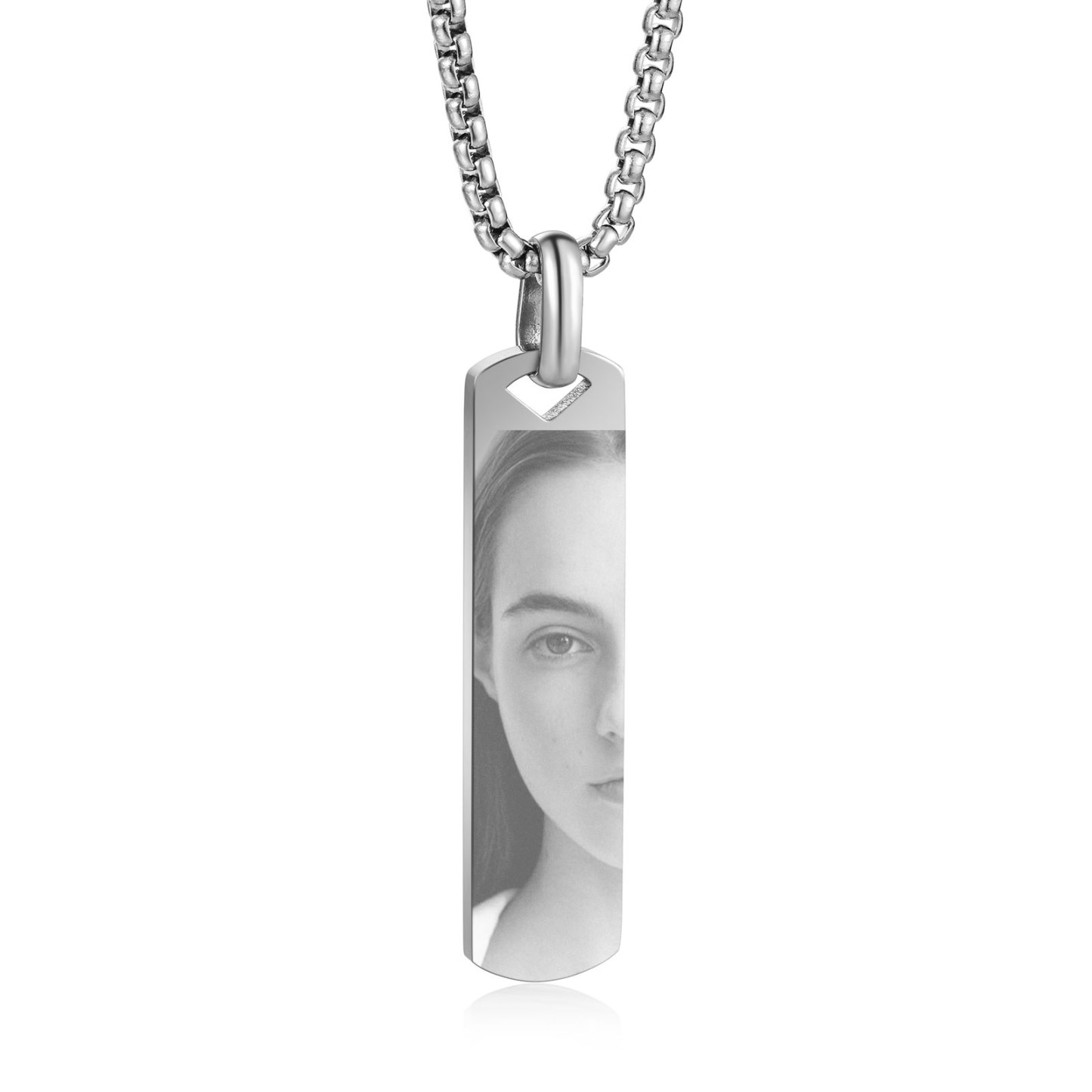 Collier Personnalisé Gravé Photo des Yeux Argent/Noir/Or | Jessemade