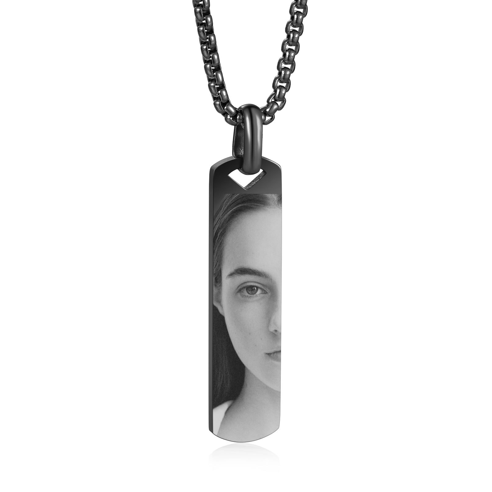 Collier Personnalisé Gravé Photo des Yeux Argent/Noir/Or | Jessemade