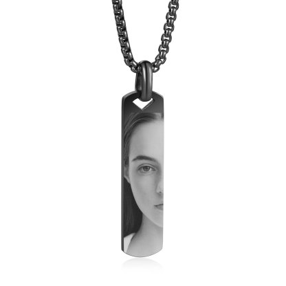 Collier Personnalisé Gravé Photo des Yeux Argent/Noir/Or | Jessemade