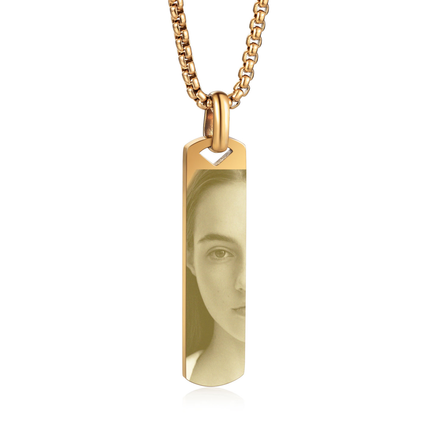 Collier Personnalisé Gravé Photo des Yeux Argent/Noir/Or | Jessemade