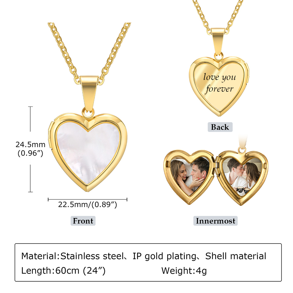 Collier Cœur Personnalisable avec Photos et Gravure pour Femmes Saint Valentin|Jessemade