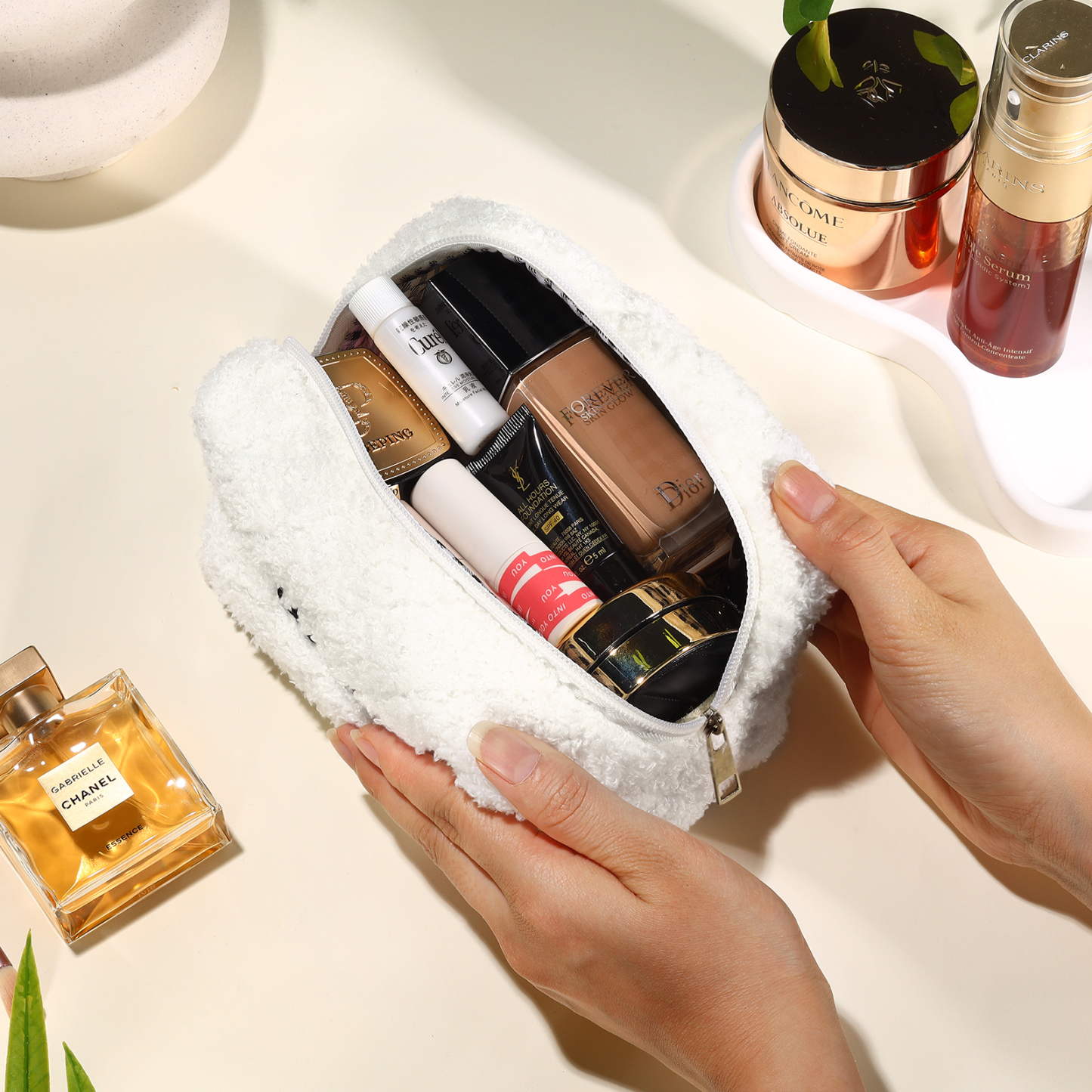 Trousse de Maquillage Personnalisé avec Broderie Prénom en Tissu Doux pour Femme | Jessemade