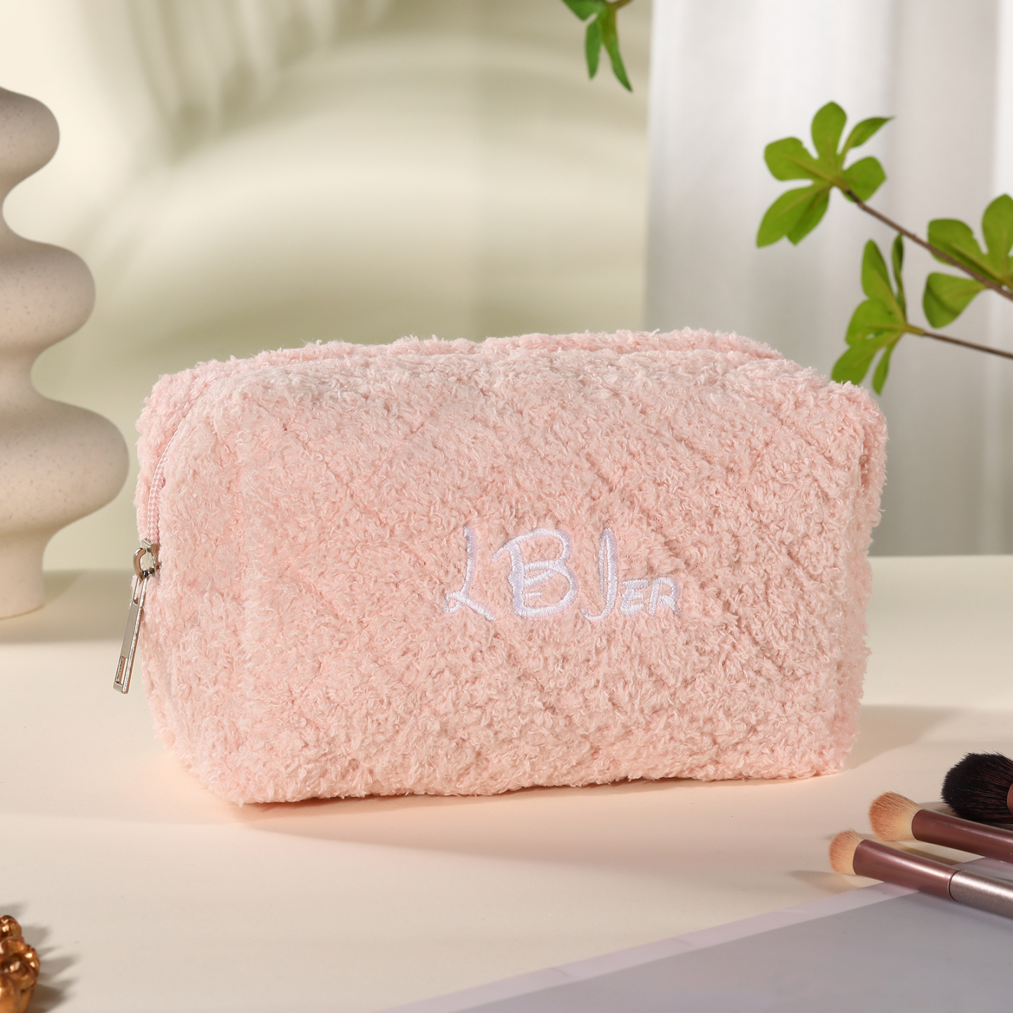 Trousse de Maquillage Personnalisé avec Broderie Prénom en Tissu Doux pour Femme | Jessemade