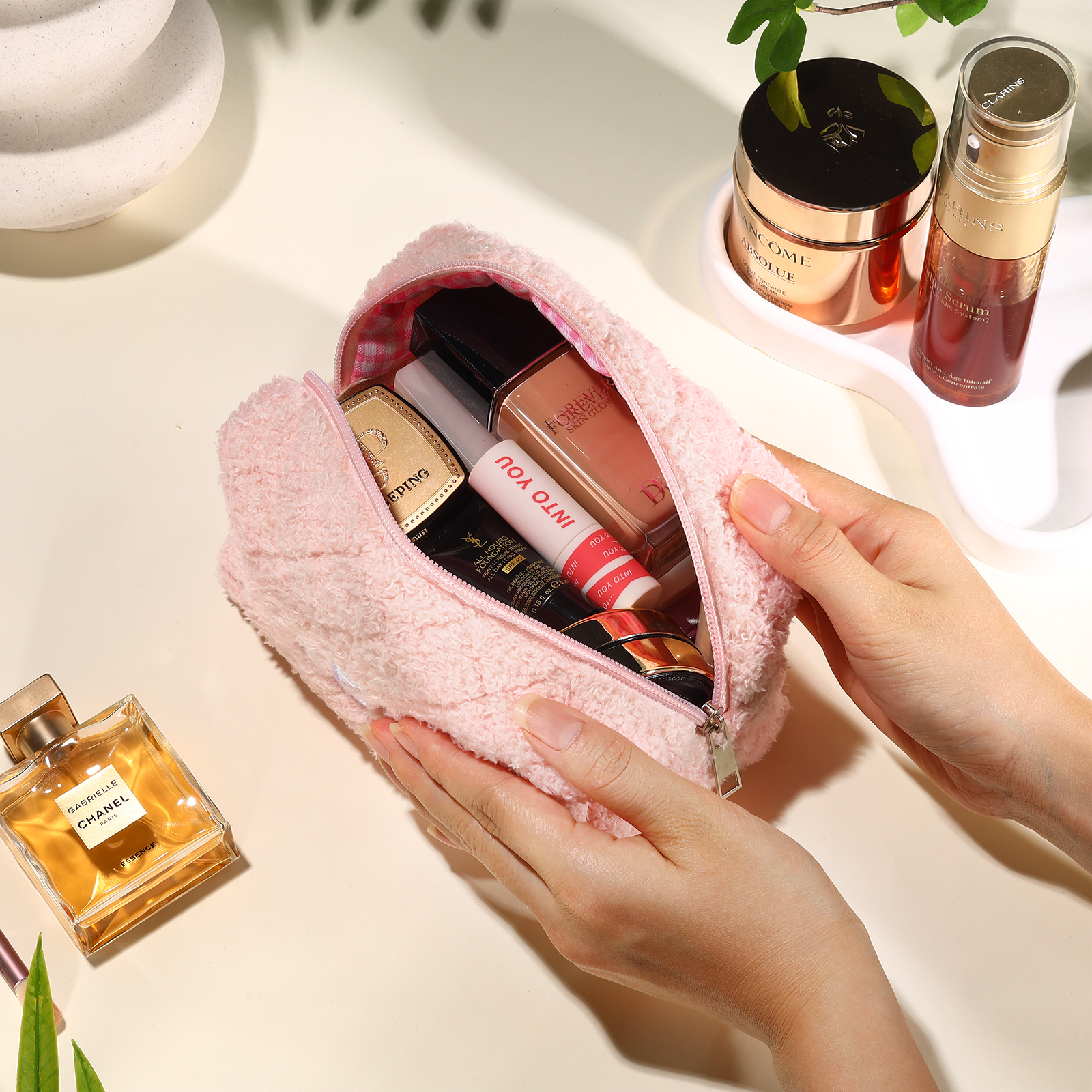 Trousse de Maquillage Personnalisé avec Broderie Prénom en Tissu Doux pour Femme | Jessemade