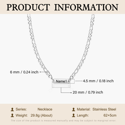 Collier en acier inoxydable Personnalisé avec 1 Prénom Collier pour Homme | Jessemade