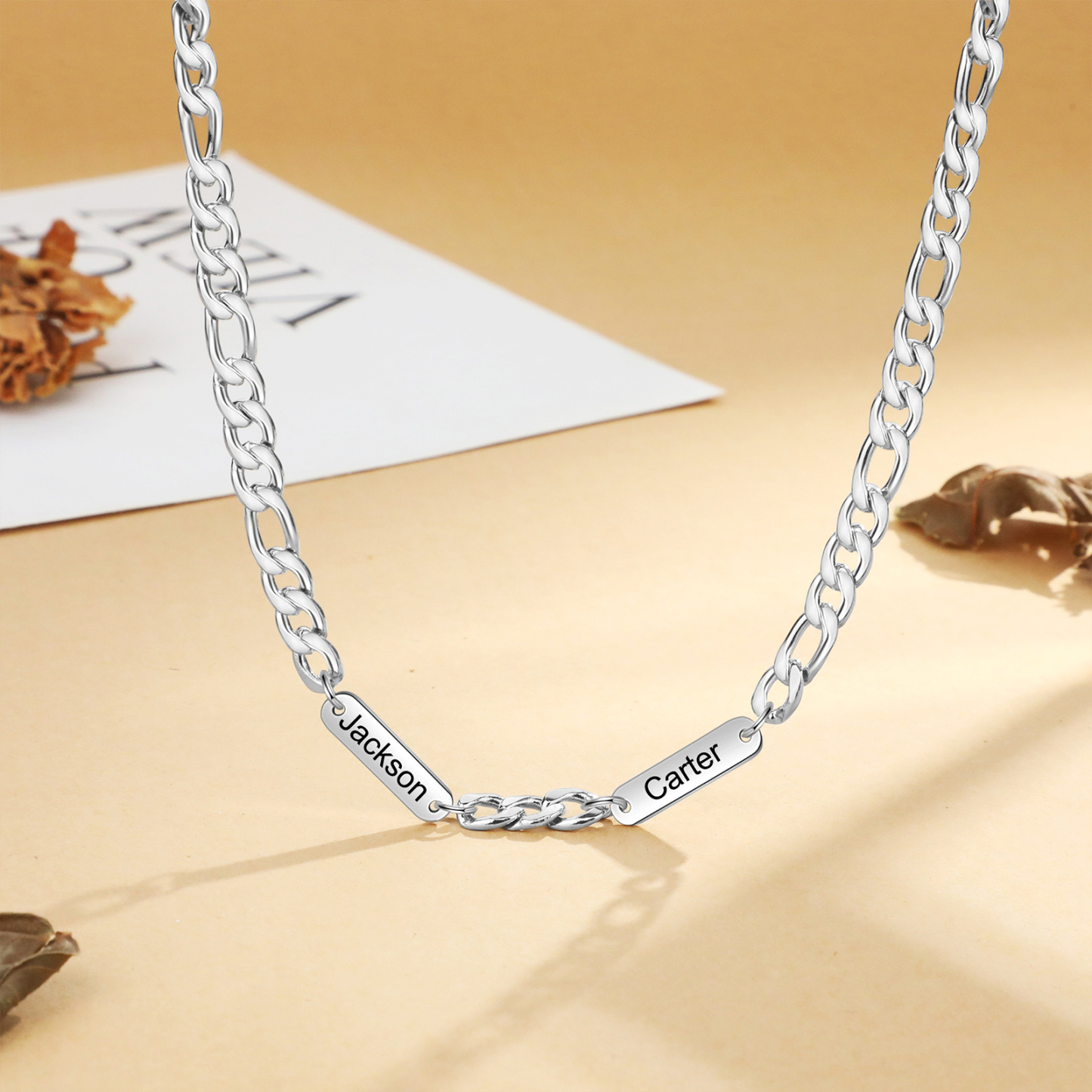 Collier en acier inoxydable Personnalisé avec 2 Prénoms Collier pour Homme | Jessemade