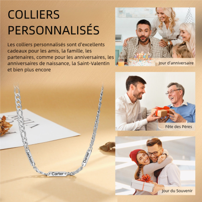 Collier en acier inoxydable Personnalisé avec 1-5 Prénoms Collier pour Homme | Jessemade