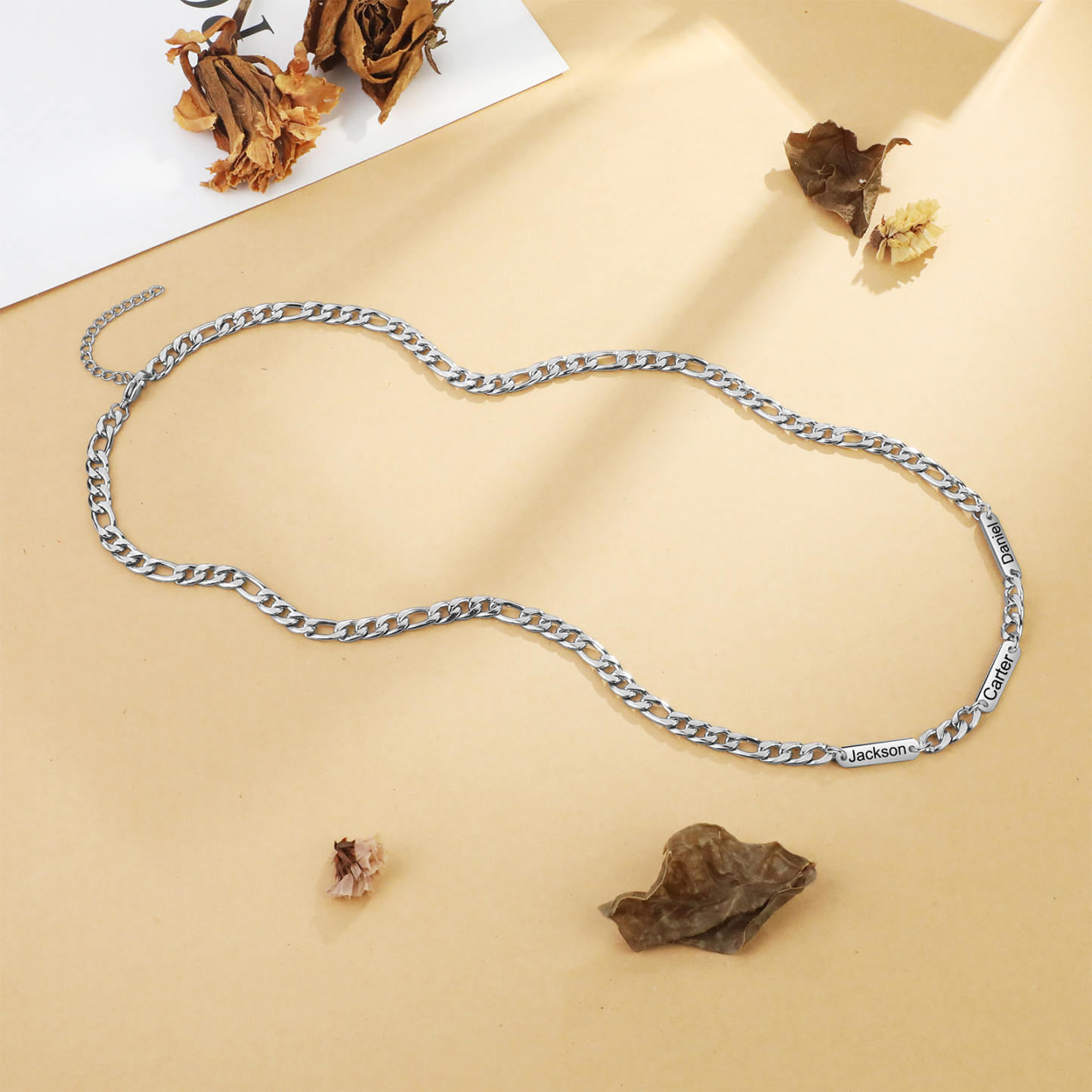 Collier en acier inoxydable Personnalisé avec 3 Prénoms Collier pour Homme | Jessemade