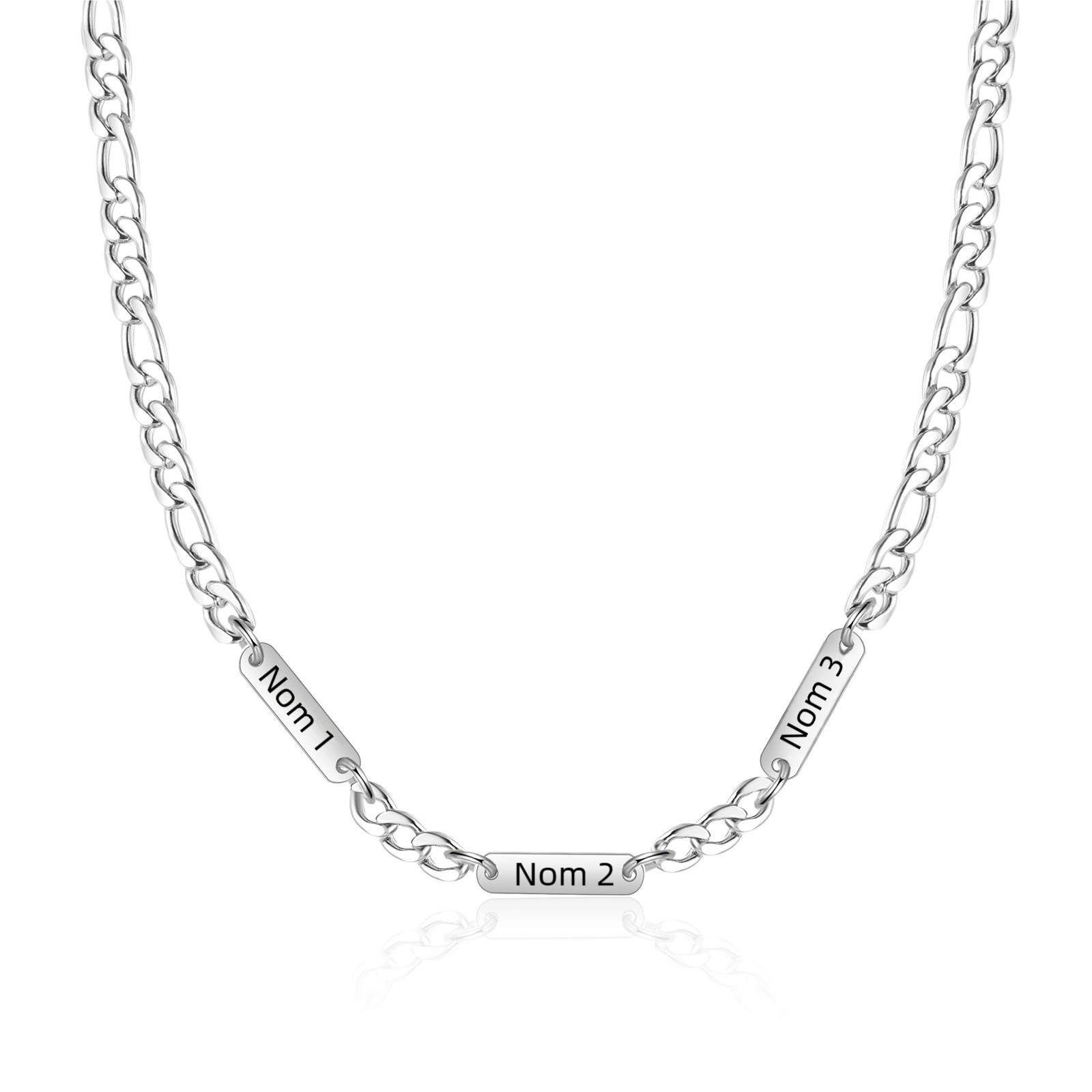 Collier en acier inoxydable Personnalisé avec 1-5 Prénoms Collier pour Homme | Jessemade