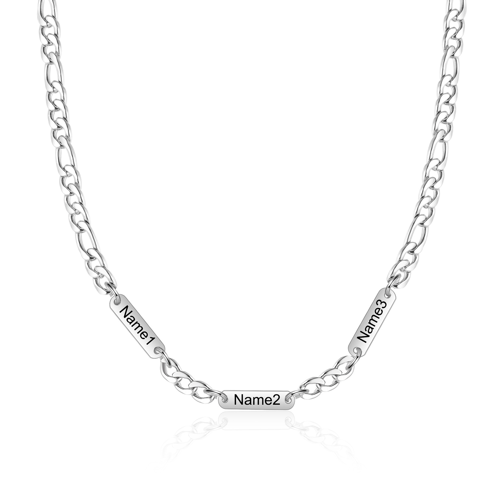 Collier en acier inoxydable Personnalisé avec 3 Prénoms Collier pour Homme | Jessemade
