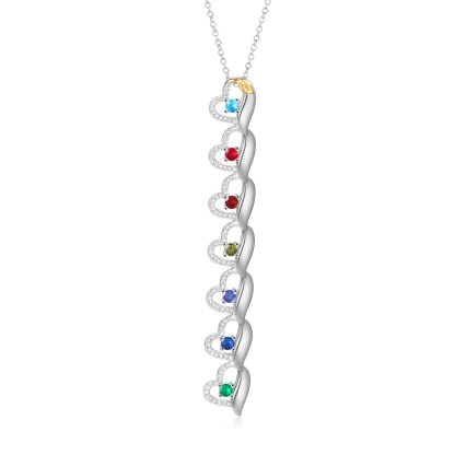 Collier en forme de cœur Personnalisé 7 Prénoms avec  Pierres de Naissance Collier Personnalisé pour Femme | Jessemade